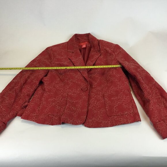 A | Line Red Jacket w/ tan Flower stitches - Picture 5 of 12